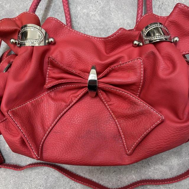 Red leather bow bag