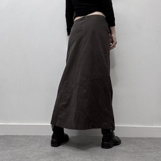 Brown asymmetric a-line maxi skirt