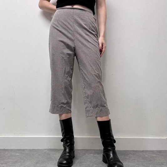 Gingham checked capri pants