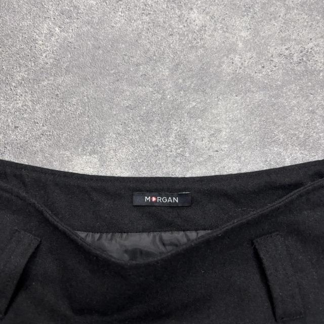 Black pleated wool morgan skirt