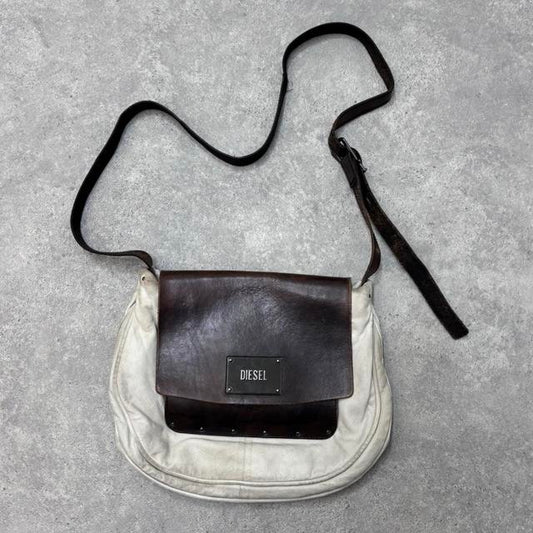 Distressed diesel leather crossbody bag