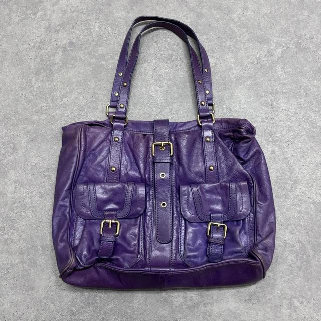 Purple leather city bag
