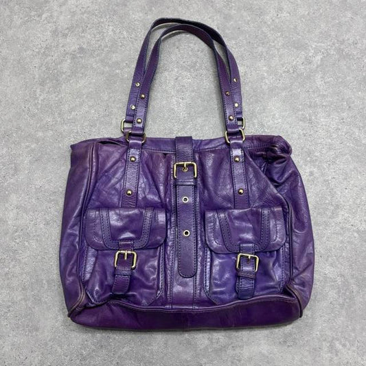 Purple leather city bag