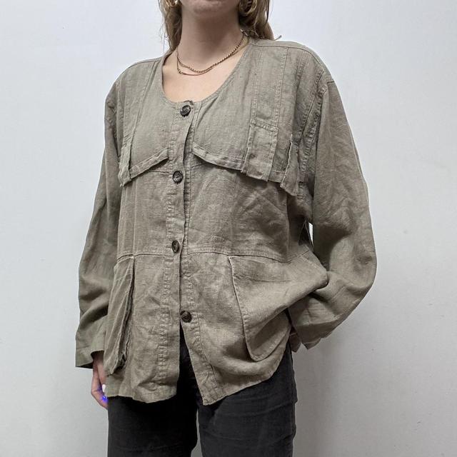 Khaki cargo oversized slouchy jacket