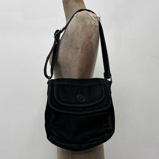 Black suede shoulder bag