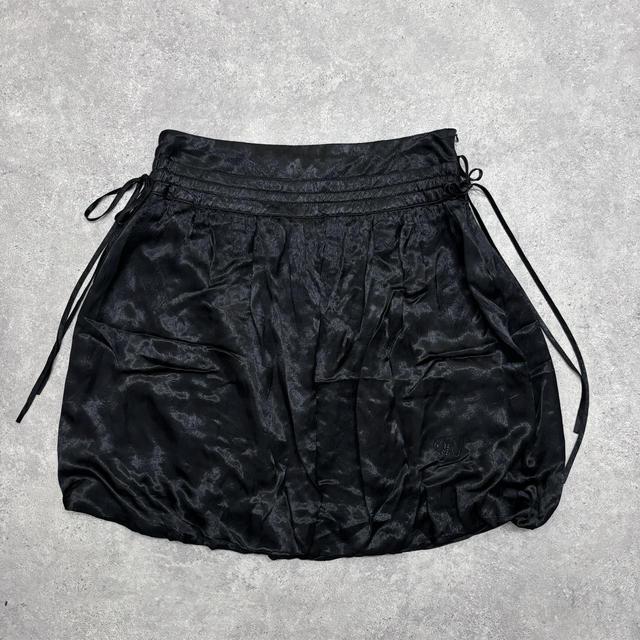 Black satin puff balloon skirt
