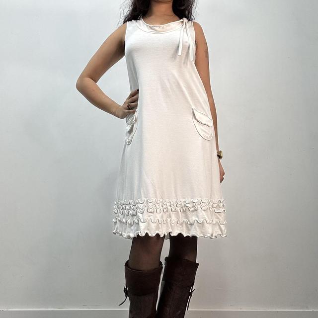 White cop copine ruffle midi dress