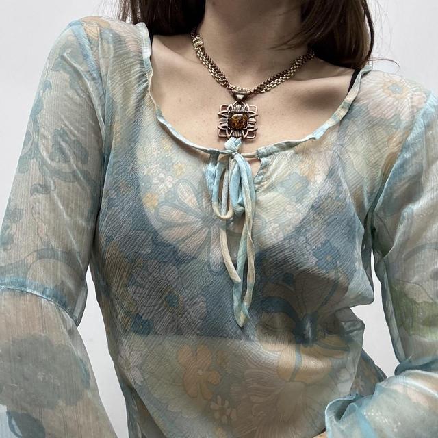 Paisley print sheer flared shirt