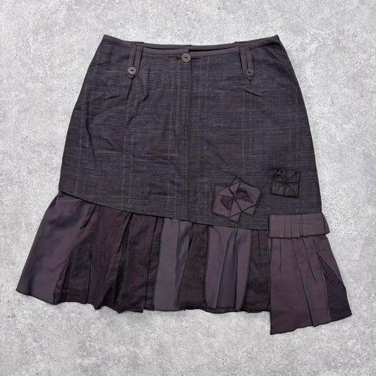 Pleated brown cargo layered skirt