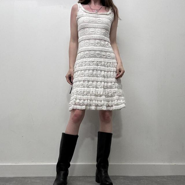 White lace flared coquette dress