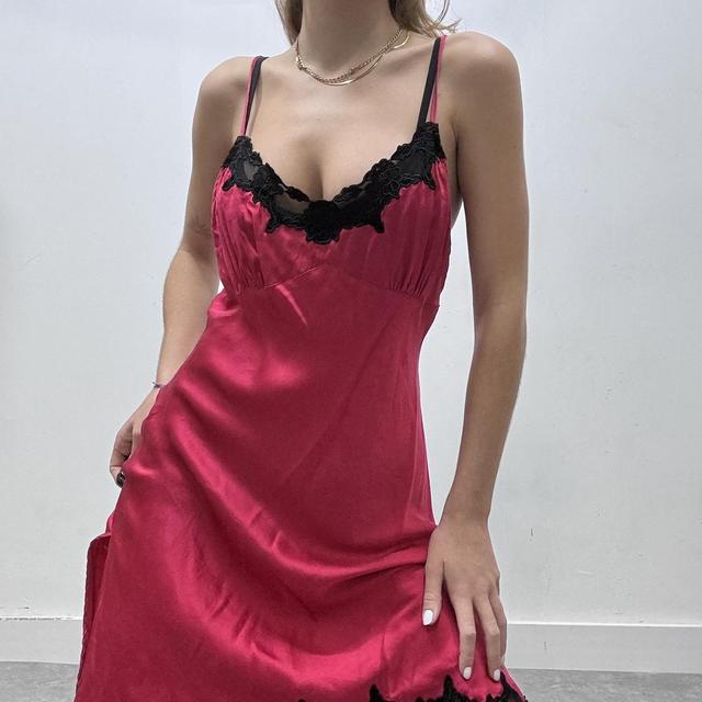 Red lace lingerie slip dress