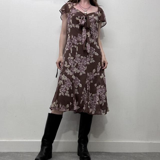 Boho brown floral summer dress