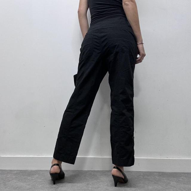 Black fit and flare cargo trousers