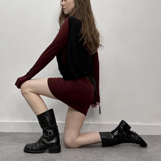 Slouchy layered long sleeve dress