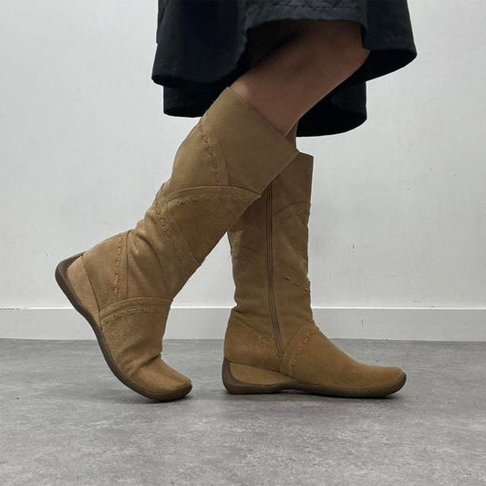 Boxing suede moto biker boots
