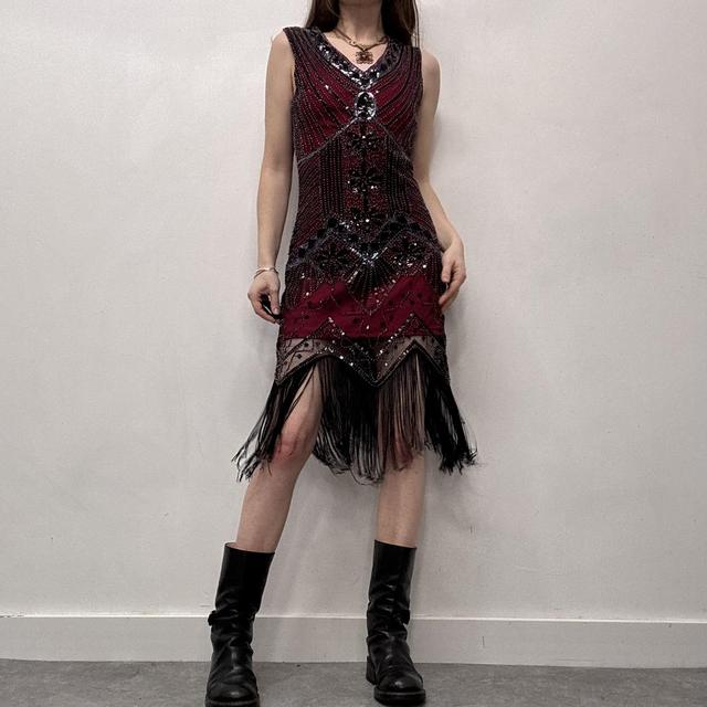 Beaded tassel flapper dress