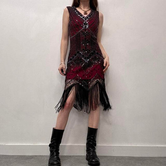 Beaded tassel flapper dress