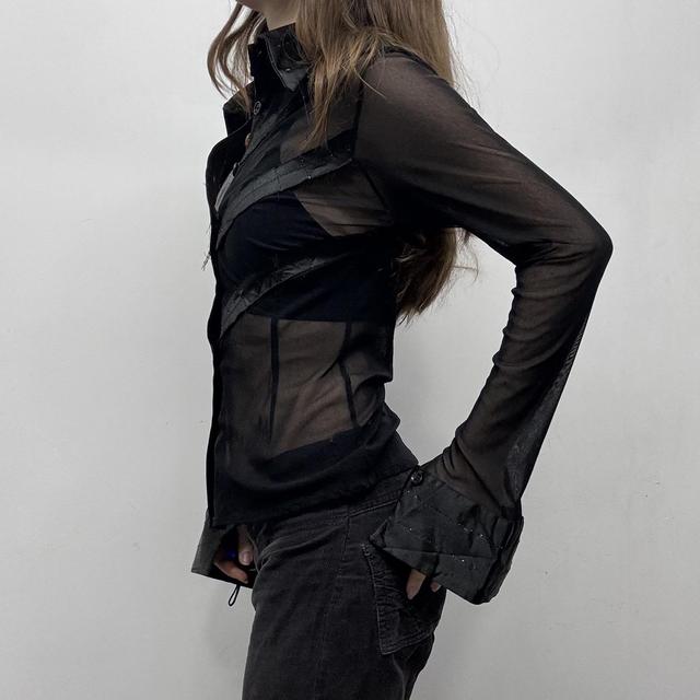 Sheer black flared shirt