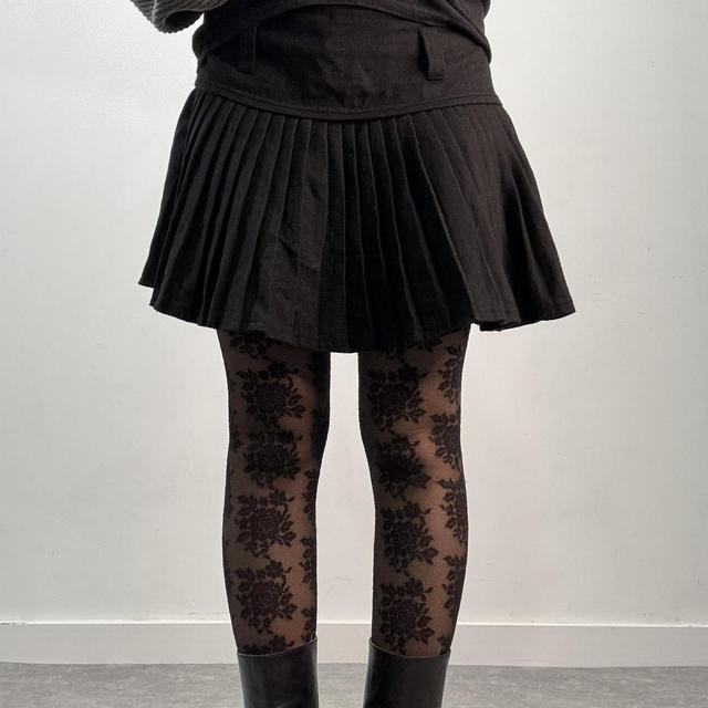 Black pleated wool morgan skirt