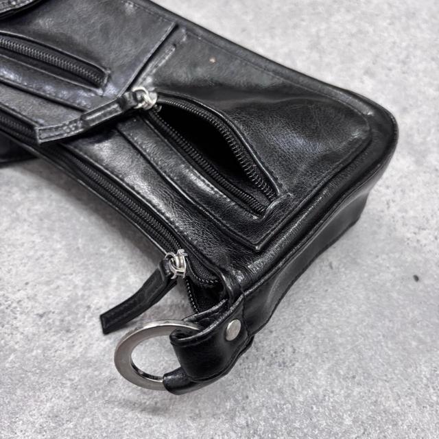 Structured black leather shoulder bag