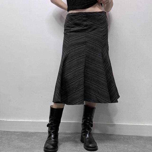 Pinstripe diagonal midi skirt