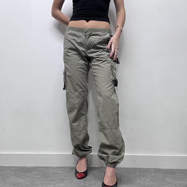 Khaki puff low rise cargo trousers