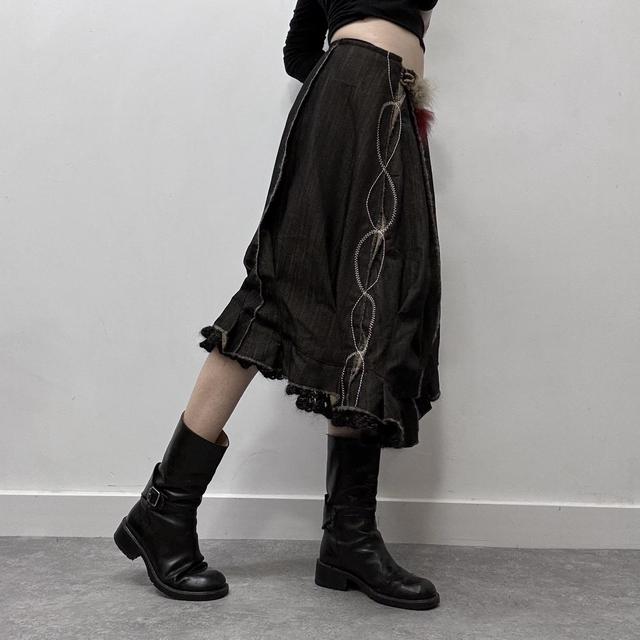 Grunge pinstripe layered puff skirt
