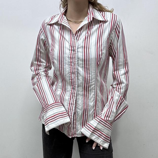 Y2k office fitted pinstripe shirt