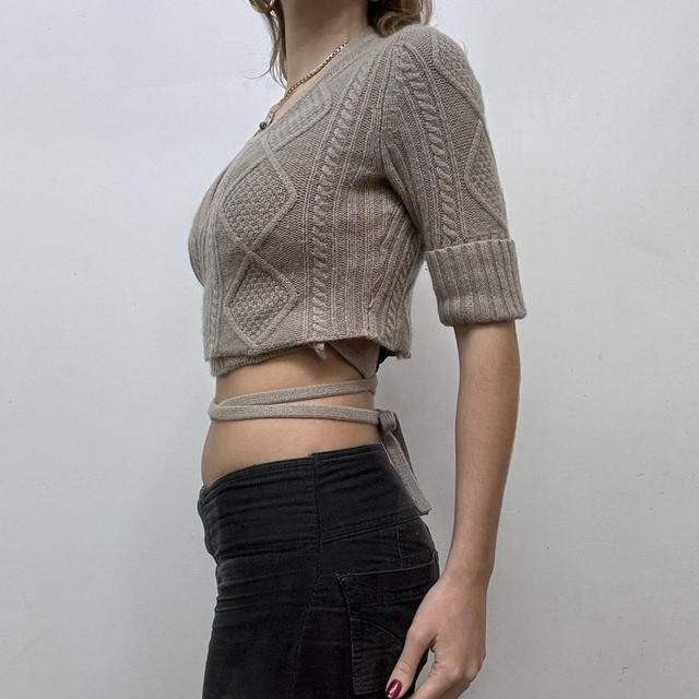 Wool wrap cropped cardigan