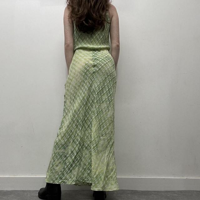 Green gingham checked dress