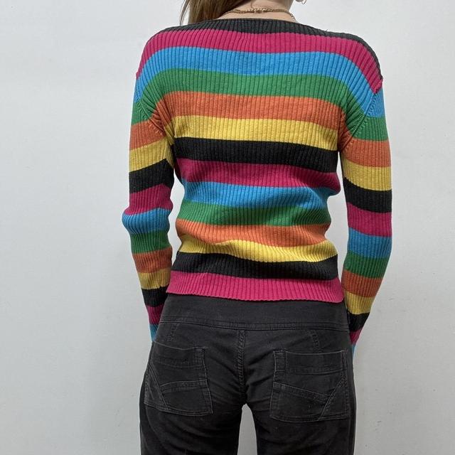 Rainbow ribbed button-up Cardigan