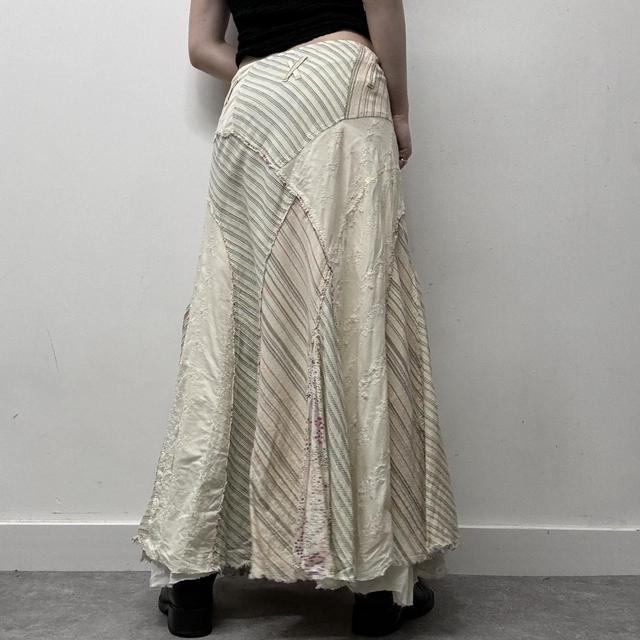 Pinstripe layered distressed maxi skirt