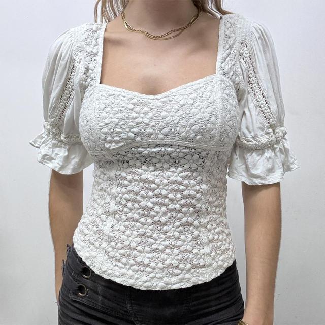 Slouchy lace milkmaid blouse