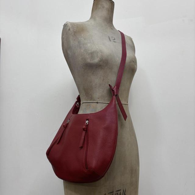 Red leather zip shoulder bag
