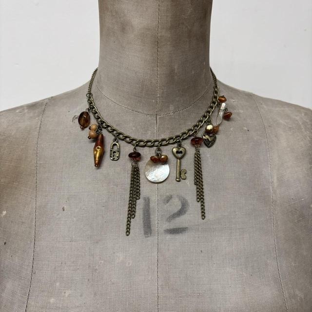 Vintage brass charm necklace