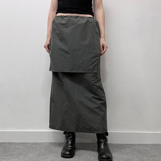 Layered midi tech skirt