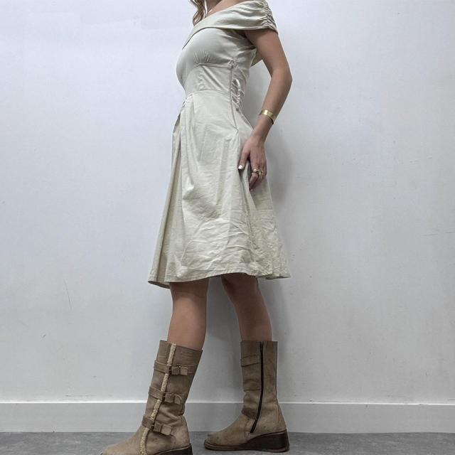 Cotton tan flare dress