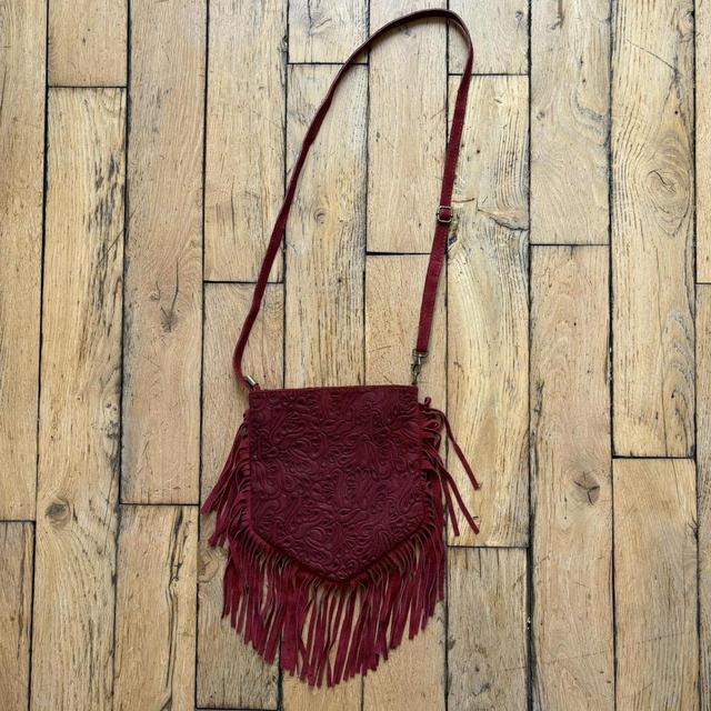 Red suede western bag