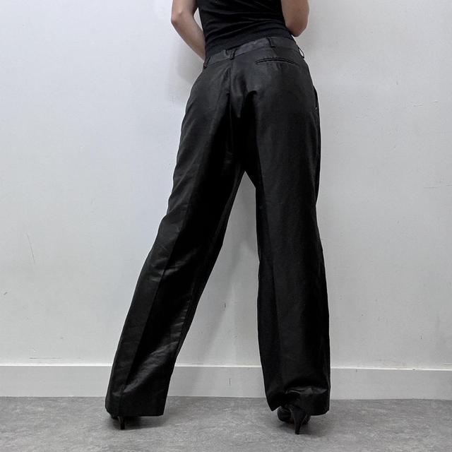 Oversized coated wide leg suit pants
