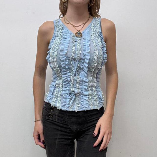 Ruffle lace coquette vest