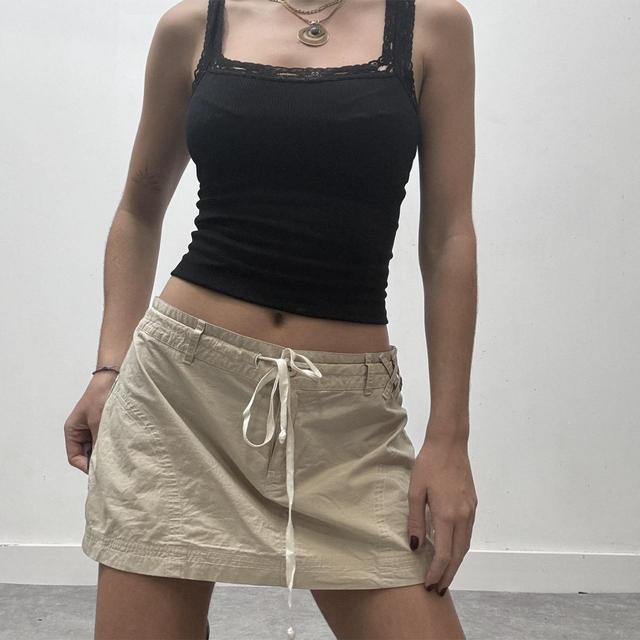 Tan cargo mini skirt