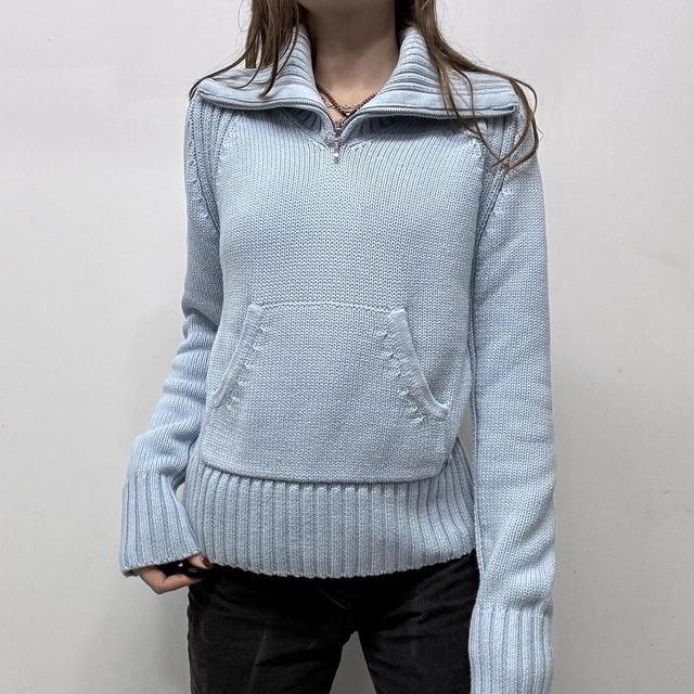 Pale blue chunky knit oversized jumper