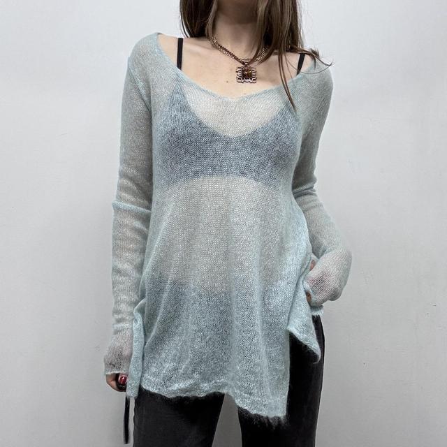 Sheer knit mohair slouchy jumper