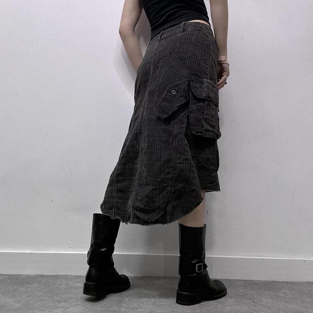 Checked brown cargo asymmetric skirt