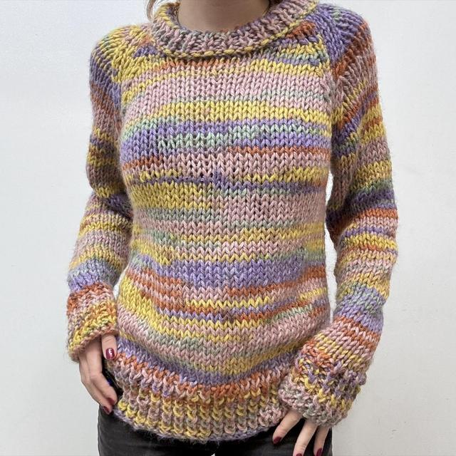 Colourful knitted rainbow jumper