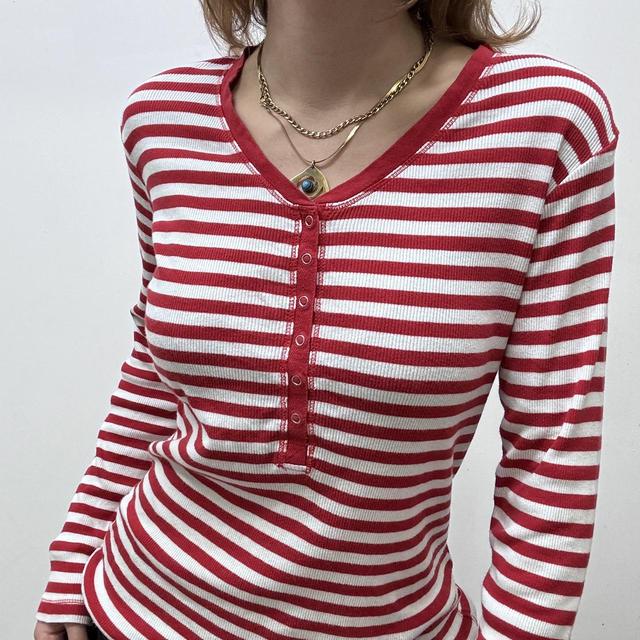Ribbed stripe slouchy T-shirt
