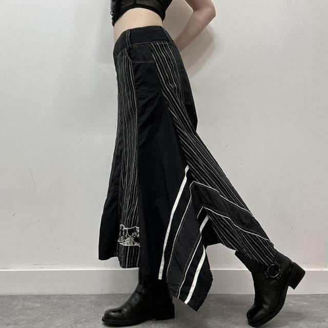 Black pinstripe asymmetrical skirt