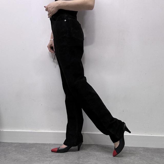 Black suede trousers