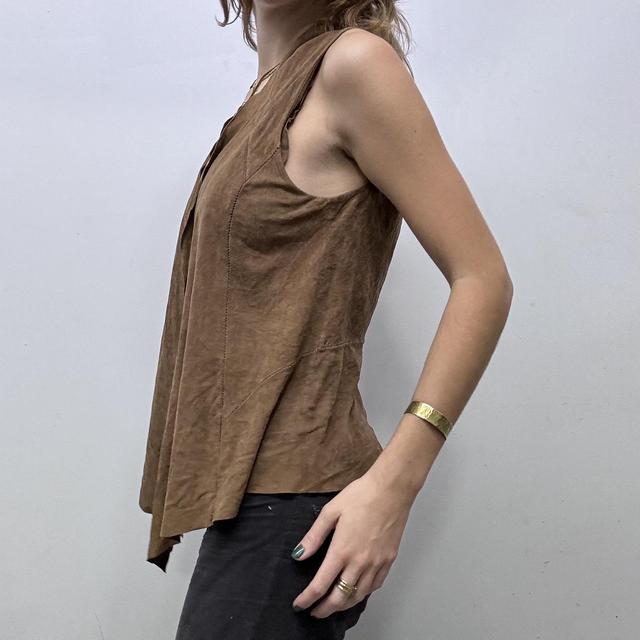 Brown suede leather waistcoat