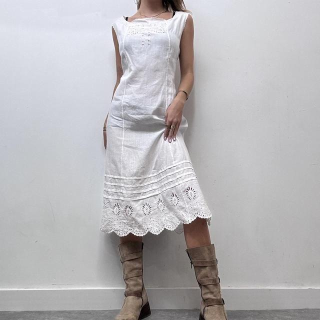 White cotton lace antique dress